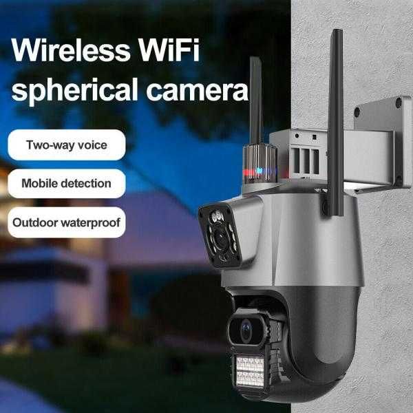 КОМПЛЕКТ + 64GB карта PTZ Двойна IP камера P-11 WIFI, ICSEE, 6MP