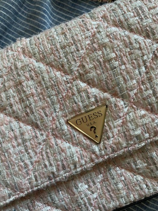 Чанта Guess Cessily Tweed Pink