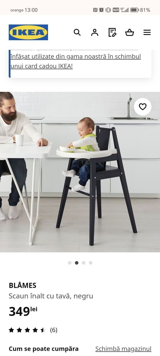 Scaun copii Ikea, stare foarte buna!