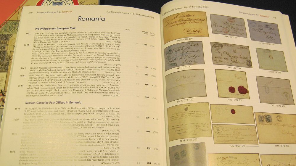 Filatelie/lot 2 cataloguri licitatii timbre CORINPHILA/Europe&Overseas