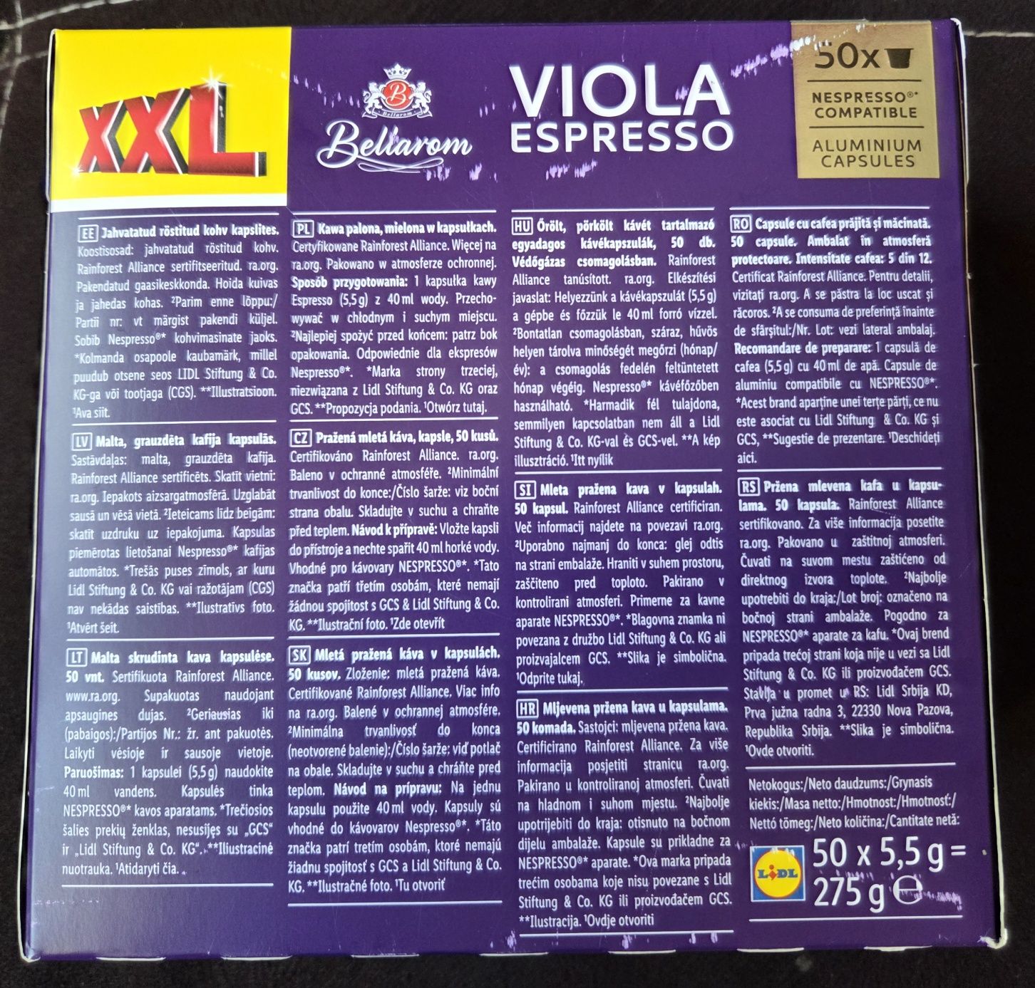 Капсули кафе 50 бр.Nespresso, Viola Espresso 9/12, 40 ml