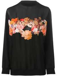 GIVENCHY Black Floral Butterfly Silk Дамска Копринена Блуза Пуловер 36