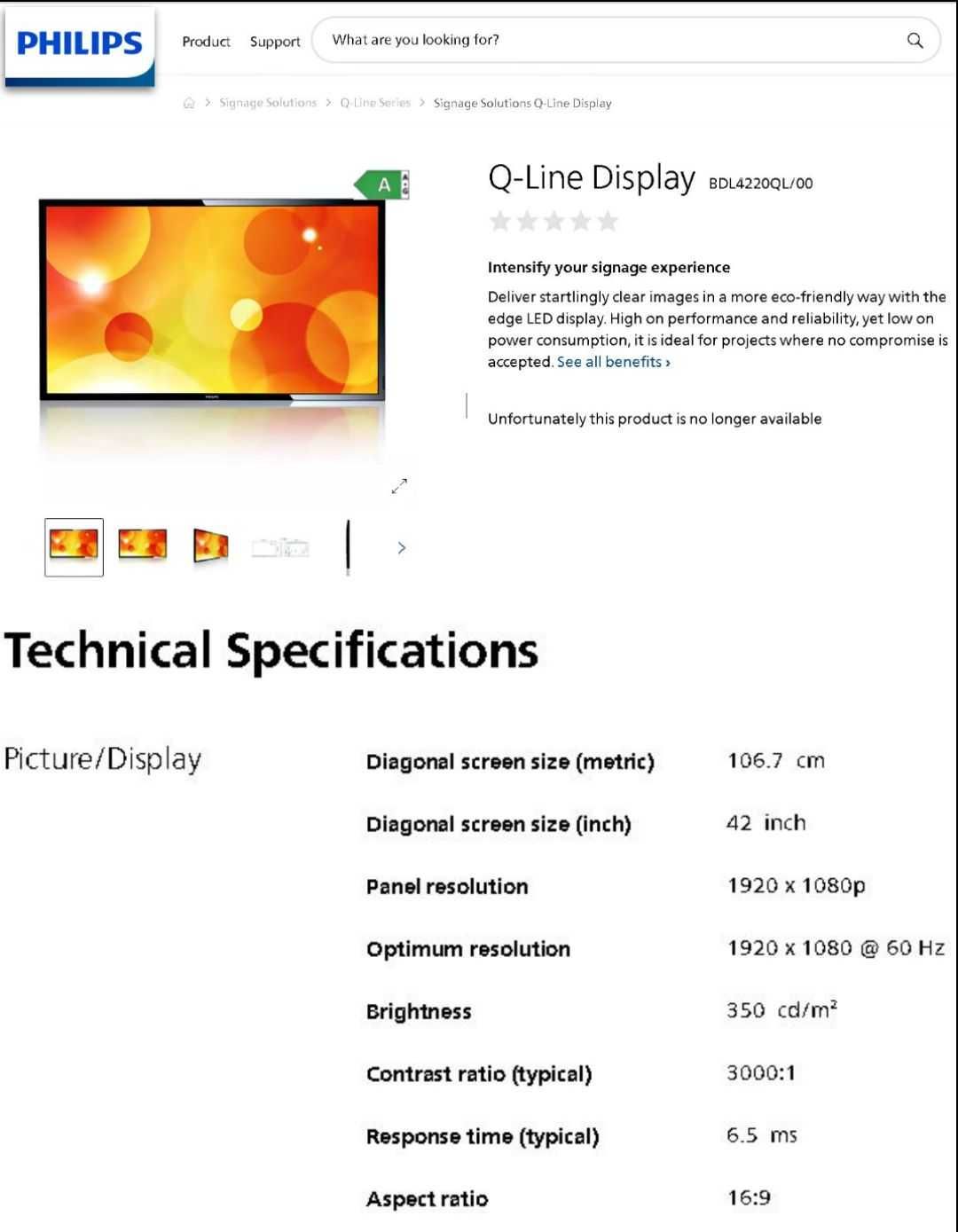 Module electronice monitor TV Philips model BDL4220QL