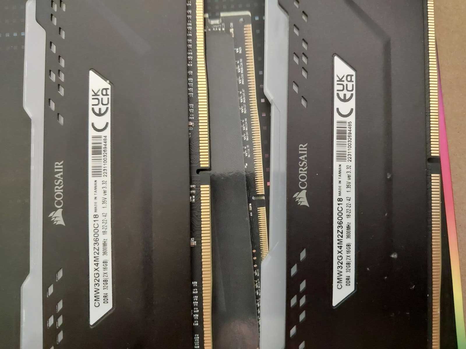 32GB DDR4 G.Skill TridentZ, Corsair Vengance RGB, 3600Mhz, CL18
