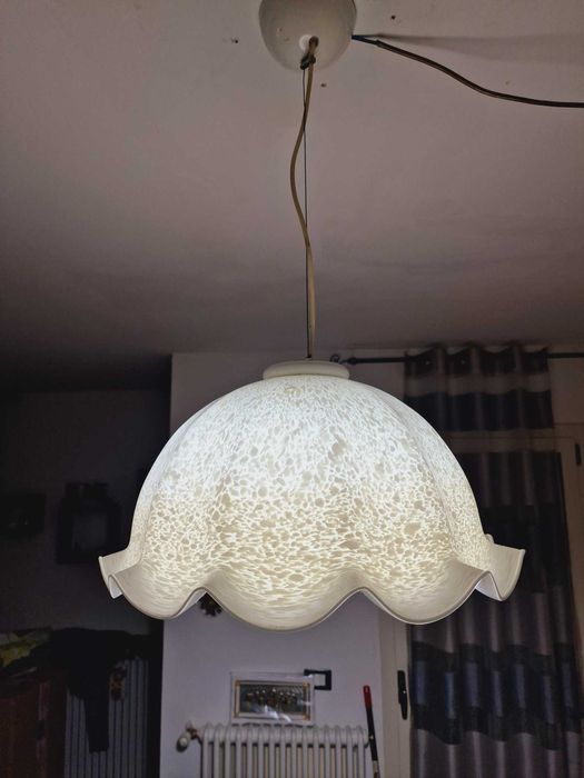 Lustra MCM Art Deco, Carlo Nason, sticlă Murano, crom, vintage
