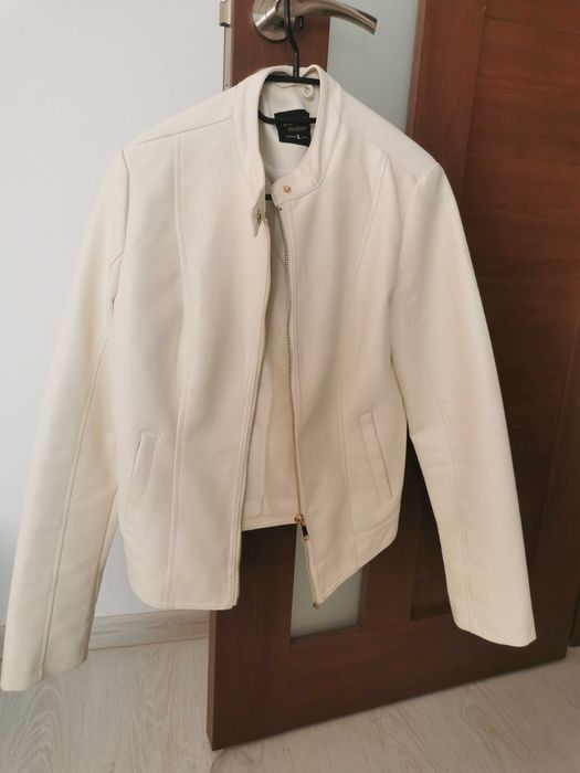 Geaca alba imitație piele