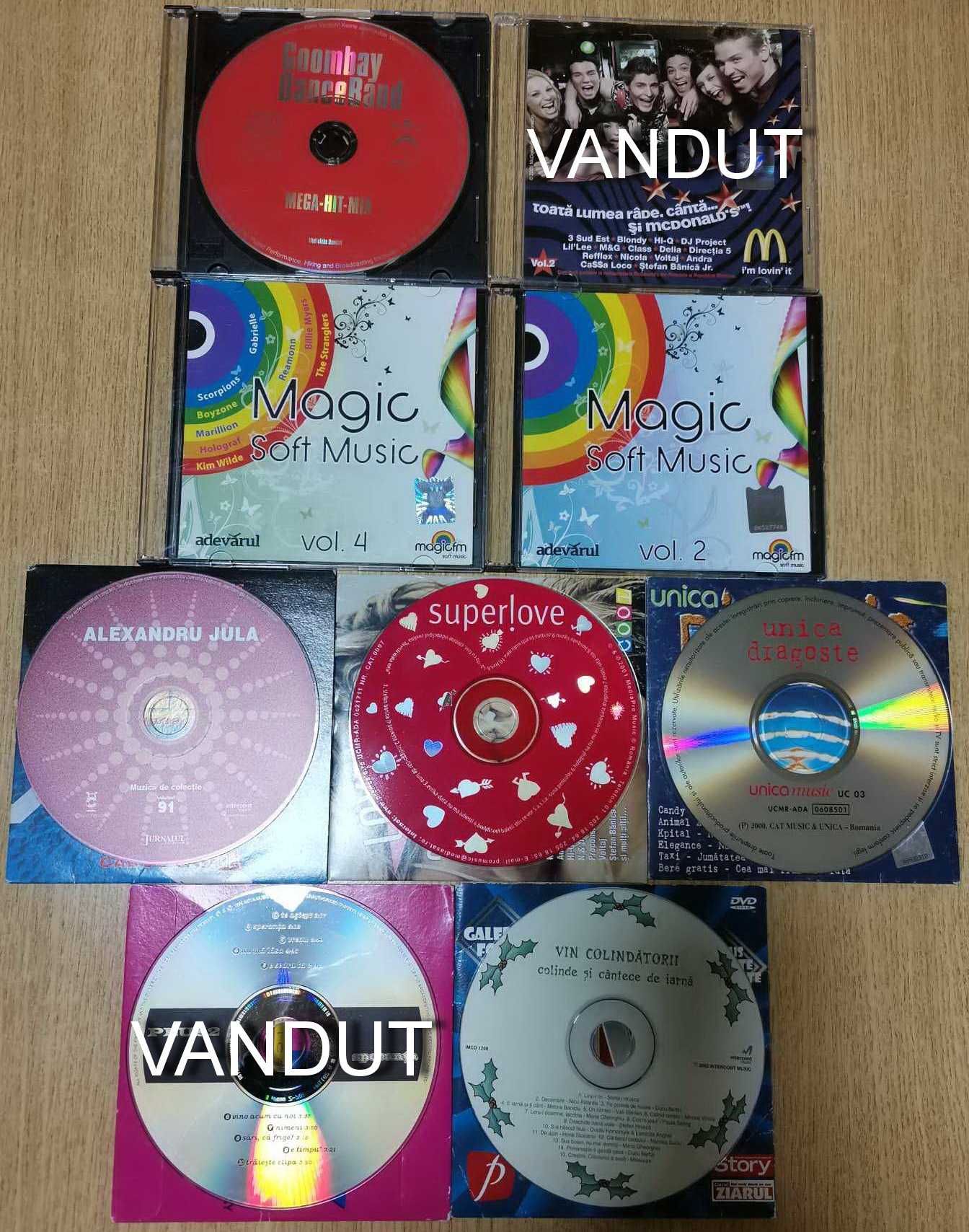 CD-uri cu muzica, originale, diverse genuri, stare foarte buna!