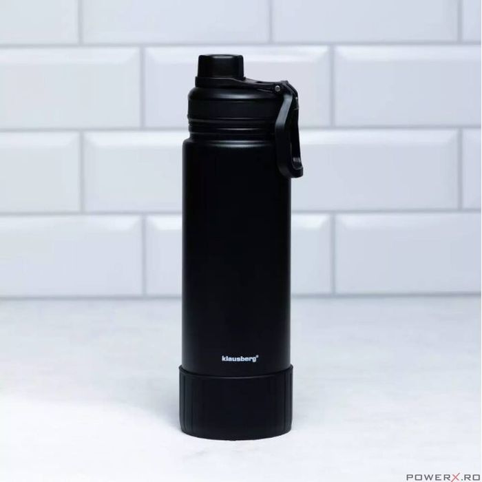 Cana termica, neagra, 720ml, termos, inox, Klausberg