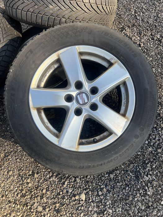Jante seat vw 15 5x112 + caiuciucuri iarna 195 65 15