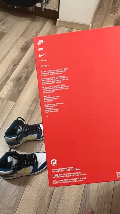 Nike dunk high white volt bright spruce marime 40, noi nouti