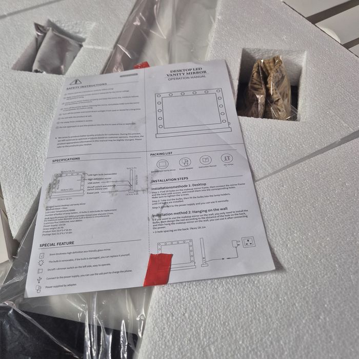 Голям размер Гримьорско LED димируемо Козметично огледало