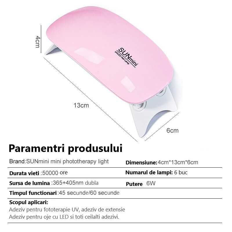 Lampa cu UV pentru uscare unghii, portabila