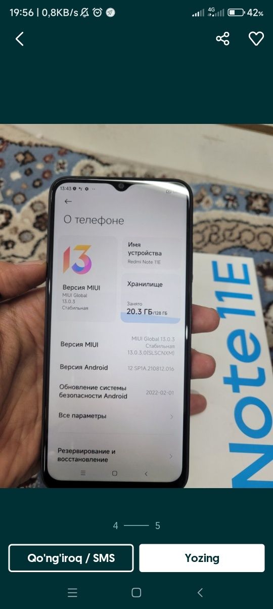 Redmi not 11 e yangi 1 oy bulli ishlashi zur srochna sotiladi