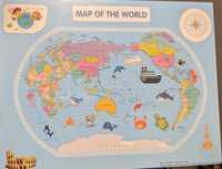 Harta lumii puzzle lemn Montessori