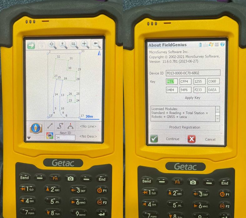 Controler NOU GETAC PS236 SurvCE 6, Fieldgenius 12 Surveypro 6