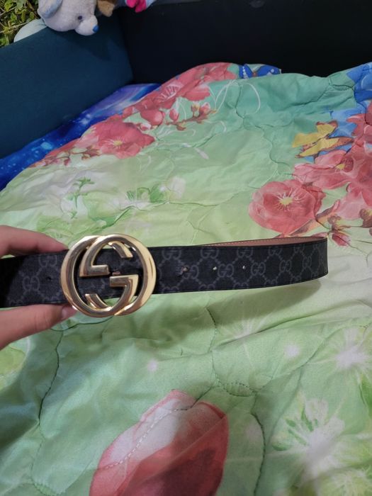Curea Gucci cu catarama galbena aurie 110cm