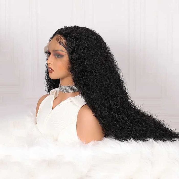 65 см Черна къдрава дантелена перука 13X4Х1 на път