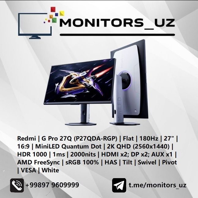 [NEW] монитор Redmi G PRO 27Q MiniLED 2K 180Hz