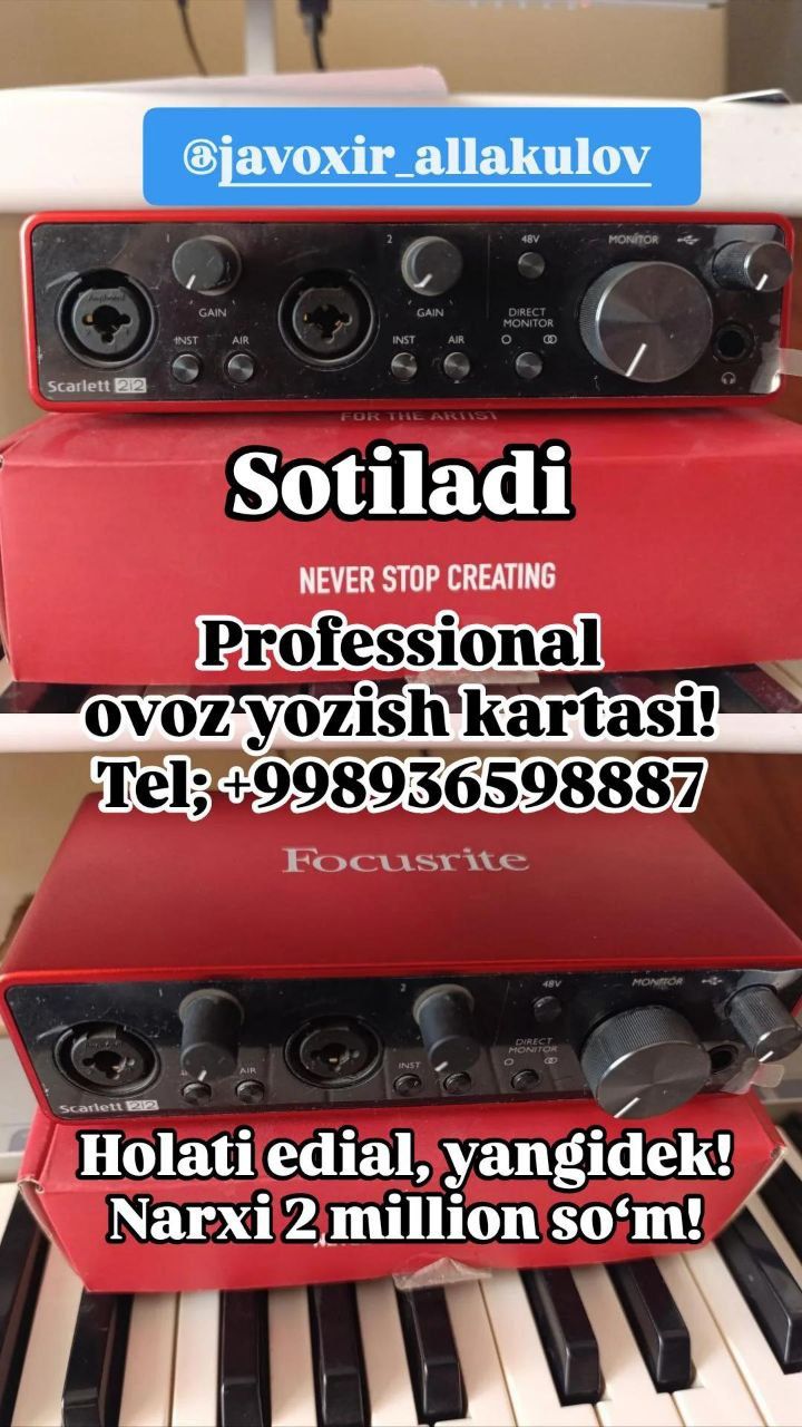Focusrite 2i2 3rd gen sotiladi