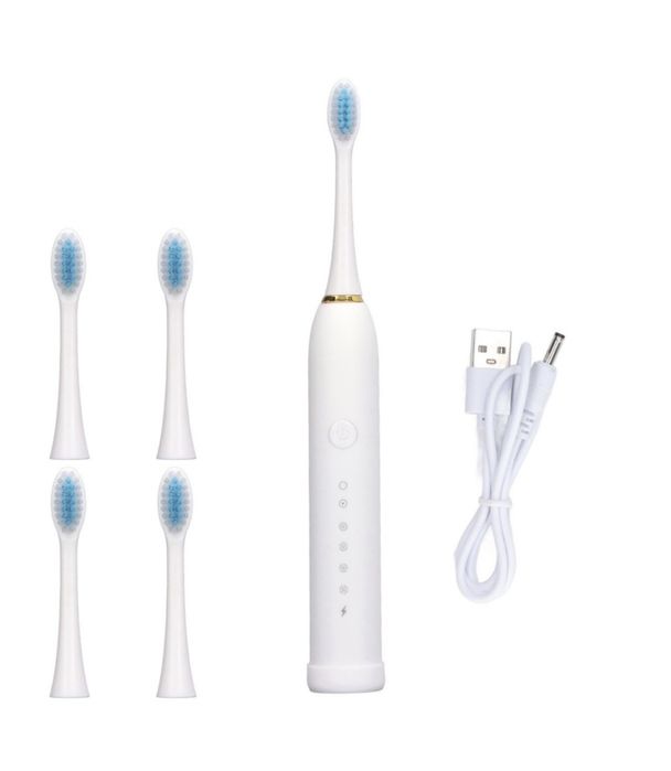 Periuta de dinti electrica, 6 moduri, 4 capete, alb, set