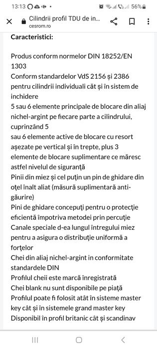 Cilindru ( butuc) de inchidere cu maner - CES Cylinder