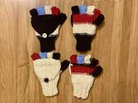 Ръчно плетени детски бебешки ръкавици без пръсти с капаче момче момиче