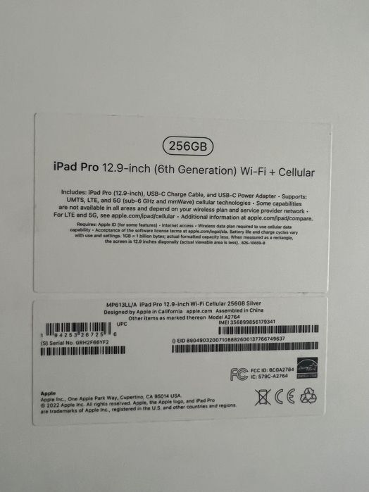 Vand Apple iPad Pro M2 12.9" (2022) 6th Gen, 256 GB, Cellular
