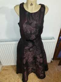 Rochie lungă, neagră cu mov, mar XL, 42-44, elegantă, nuntă, gală