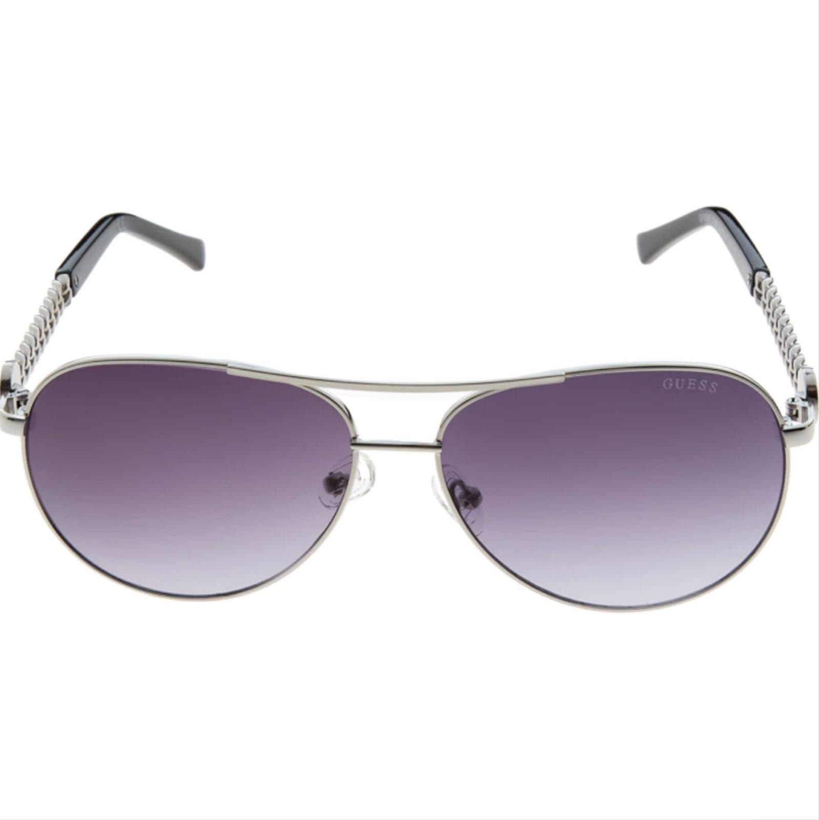 Ochelari de soare Guess 2021 Silver Tone Chain Aviator + toc