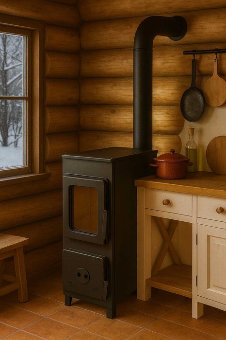 Semineu Incalzit Lemne Samotat Sticla Bucatarie Baie Camera 6.2kW CL