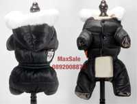 Зимно яке с пухена качулка за куче модерно черно