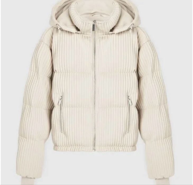 Зимно яке в бежаво с кожа Maniere de voir