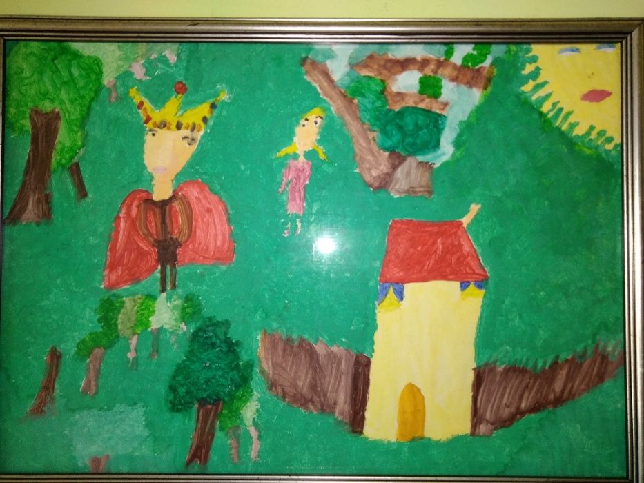 Картина, детска рисунка в рамка