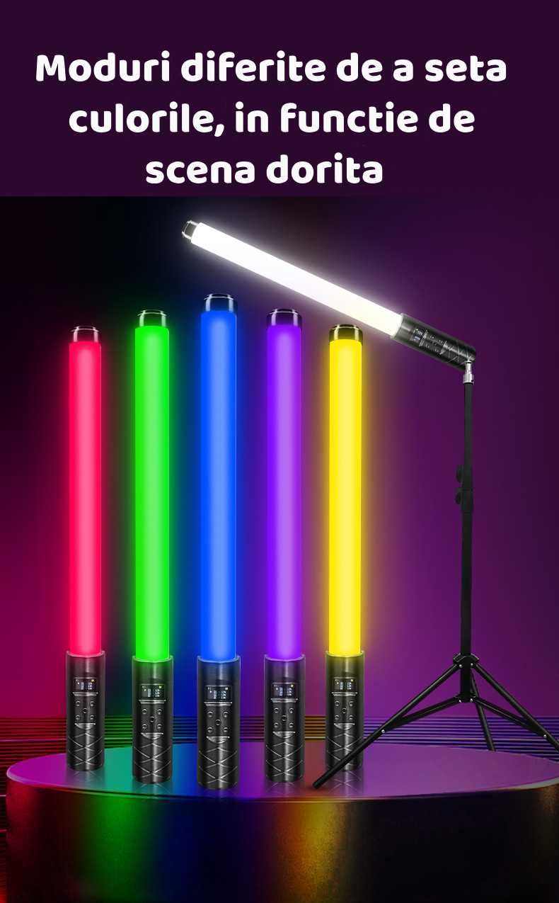 Lampa LED RGB foto-video 20W 2600 mAh 2500 - 8000K incarcare USB