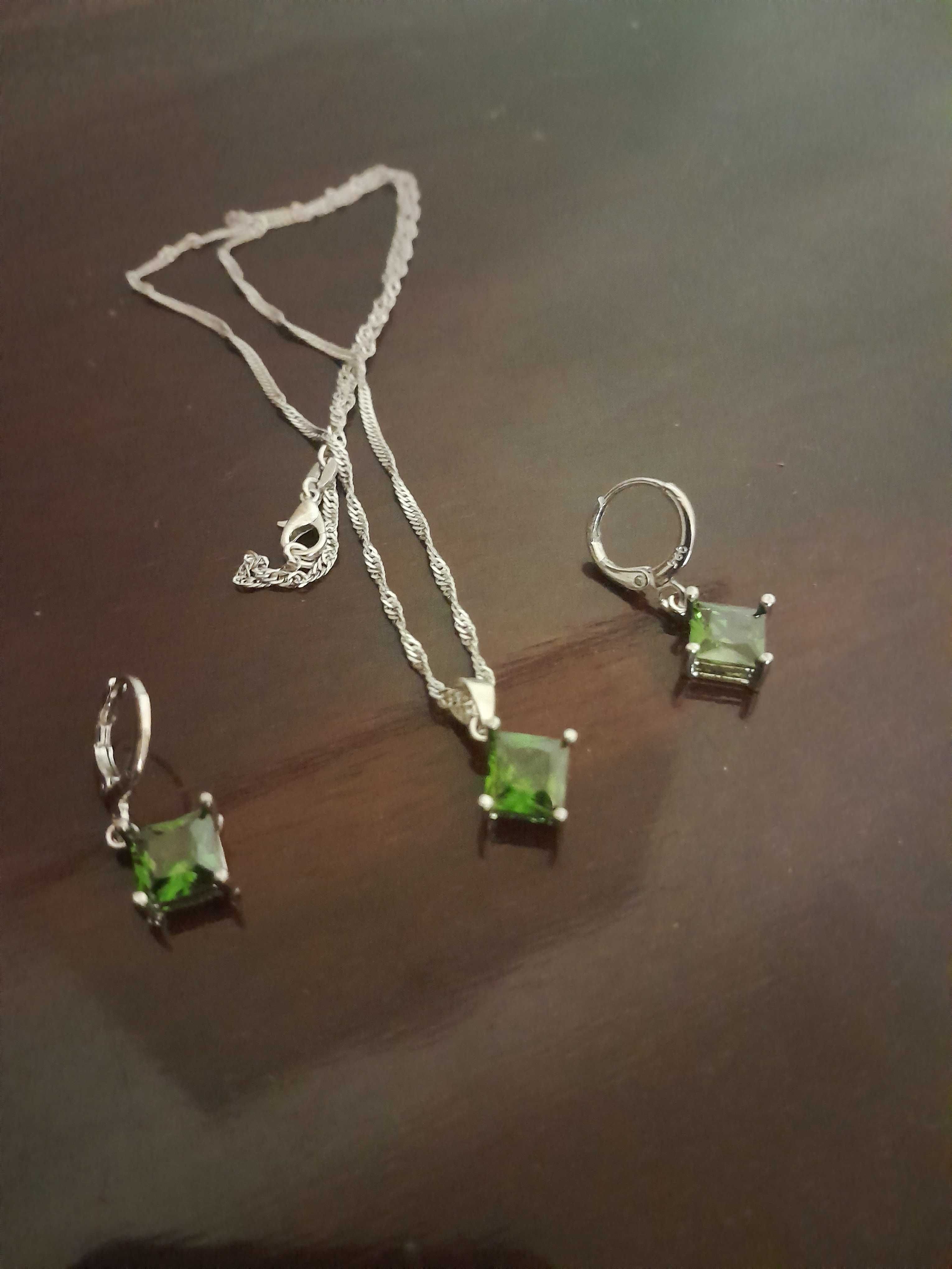 Set bijuterii argint cu zirconiu verde