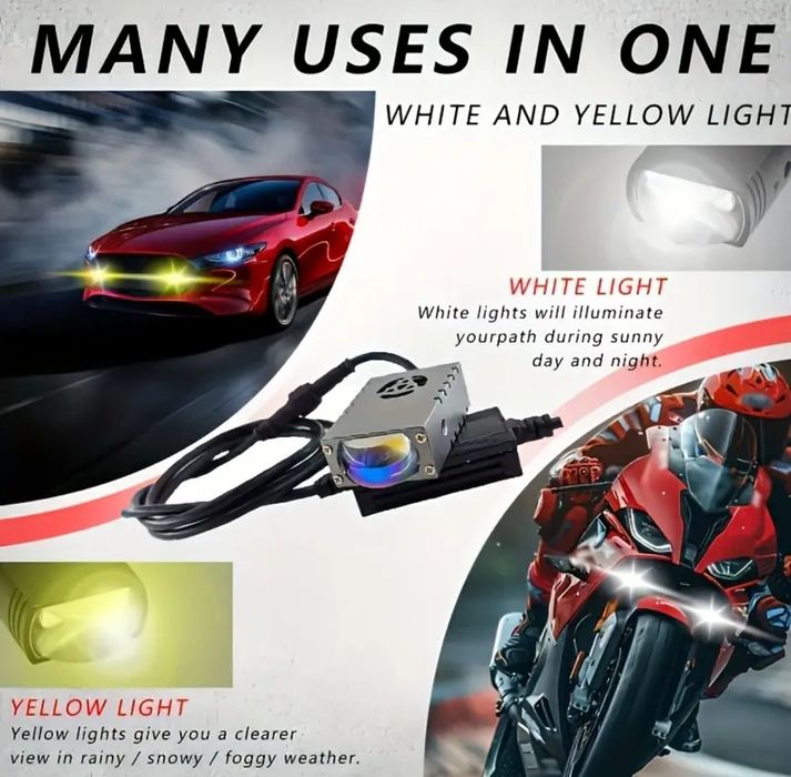 Мини матрични светлини за решетка на автомобил, жълти и бели LED светл