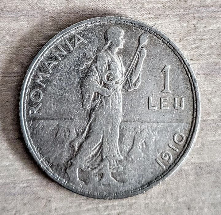 Lot 5 monede de argint 1 leu1914/50copeici 1924/2marci 1937/200lei42