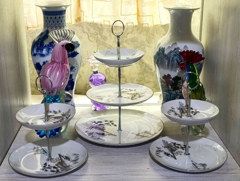 Фарфоровый шикарный набор блюд 2 шт новогодние  Ёлка