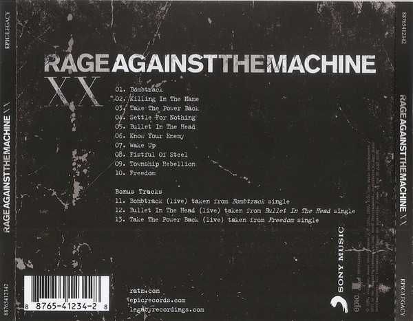 CD Rage Against The Machine XX [20th anniversary edition]