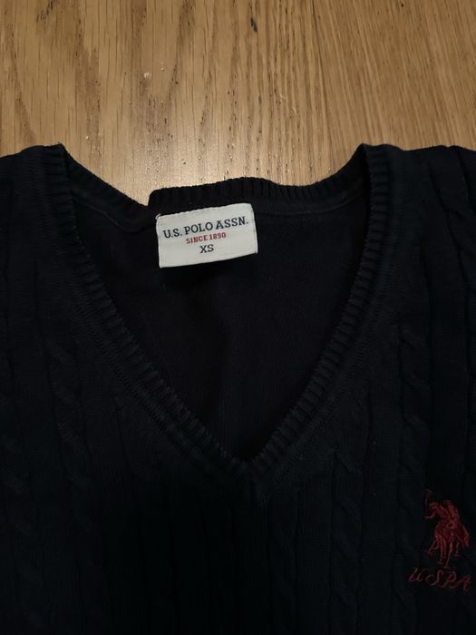 Памучен, тъмно син U.S. Polo Assn. пуловер