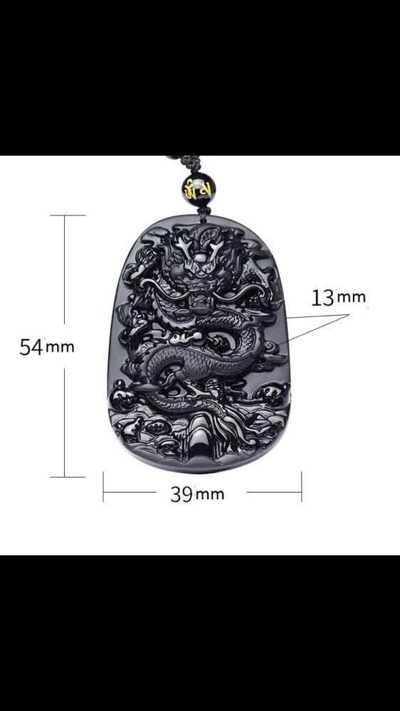 Lant cu pandant black obsidian,dragon