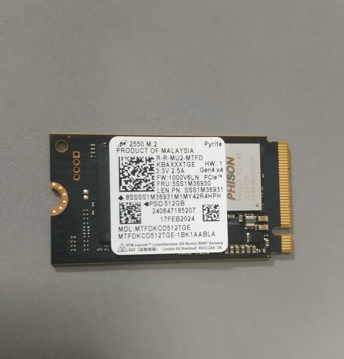 MICRON 512GB Nvme M.2 SSD TLC Gen4 2242