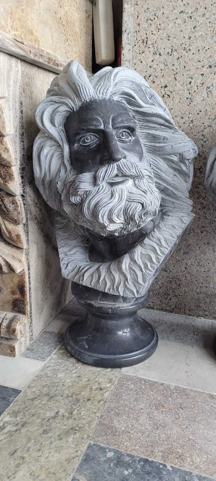 Bust statuie Zeus sculptat din marmura neagra