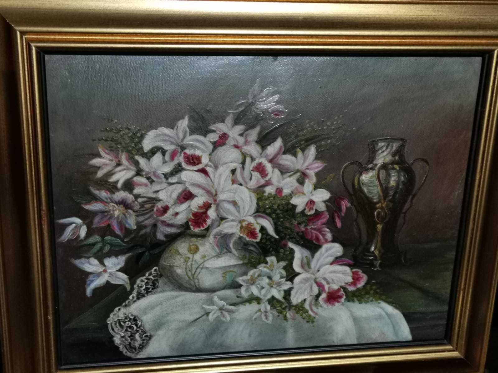 Tablou vechi, pictura flori