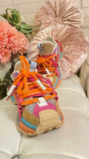 сникърси Долче и Габана 37*D&G Colour Block Lace-Up Sneakers