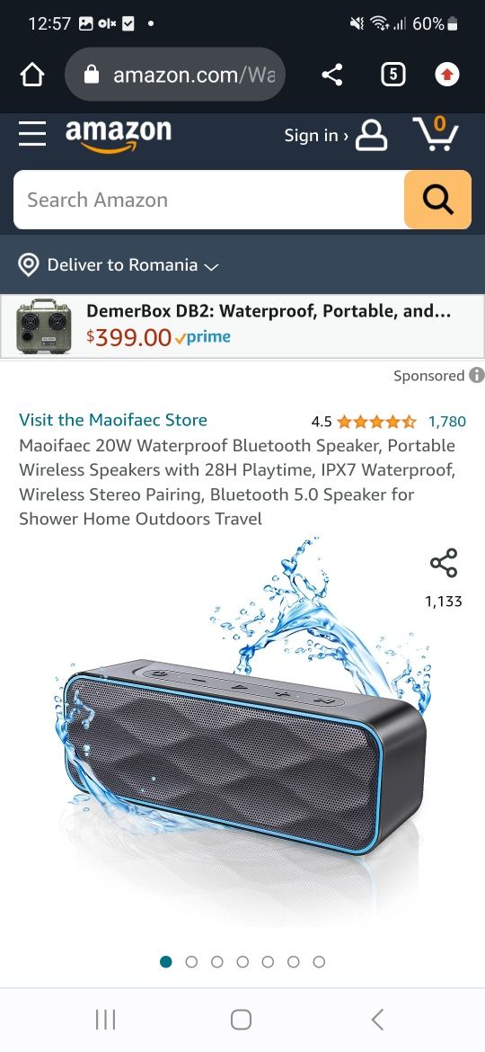 Difuzor Bluetooth impermeabil Maoifaec 20W, difuzoare wireless portabi