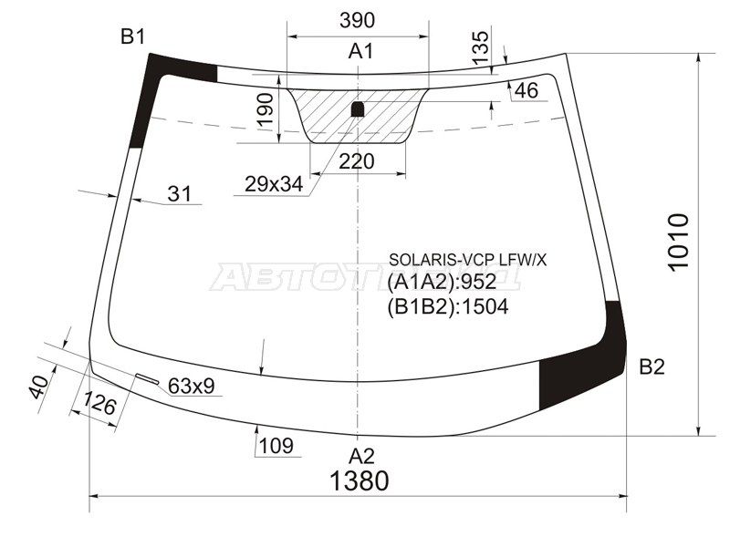 Стекло лобовое  Hyundai Solaris