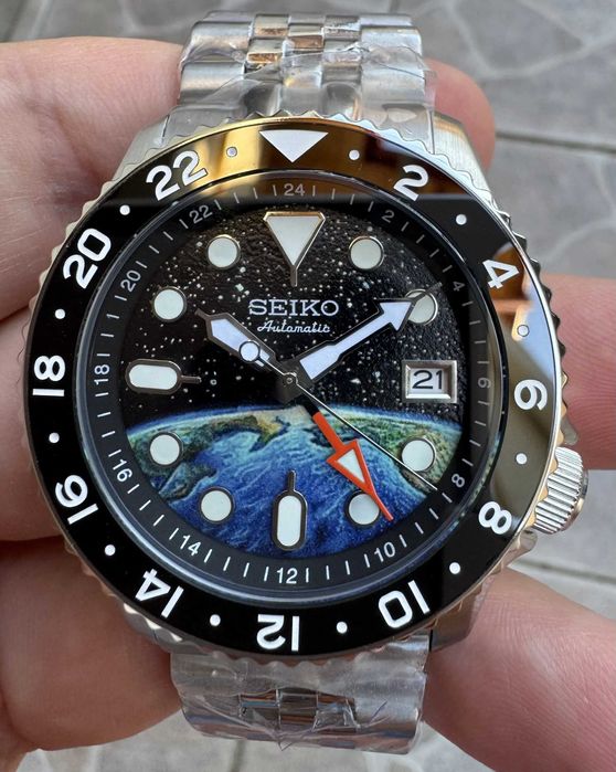 Seiko Automatic Voyager GMT SSK001 SKX007 Diver 200m Safir Ceramic