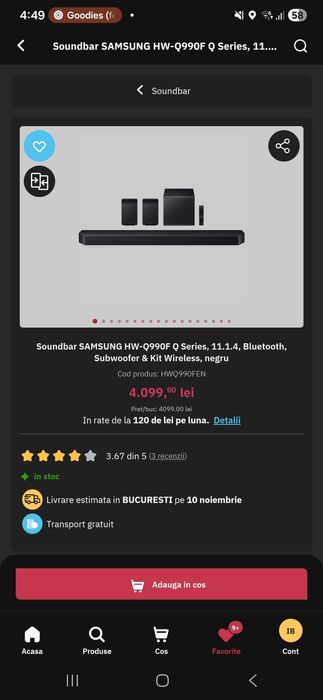 Soundbar SAMSUNG HW-Q990F Q Series, 11.1.4 model 2025