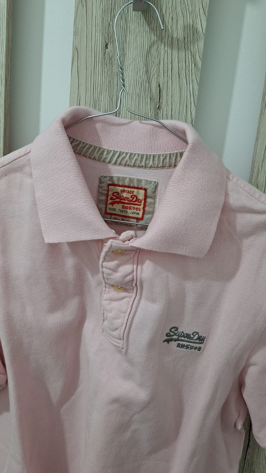 Tricou Polo damă Vintage Superdry marime M roz 100% bumbac